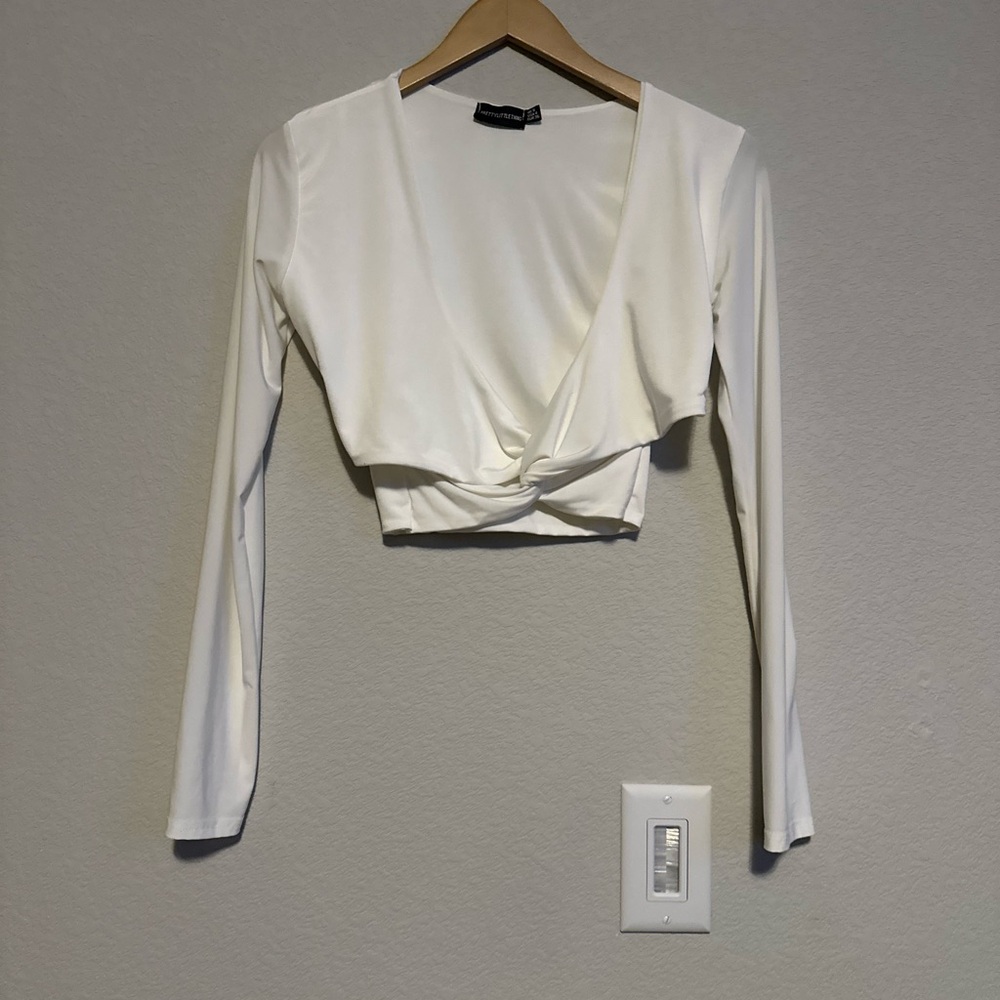PrettyLittleThing Cream Wrap Blouse
